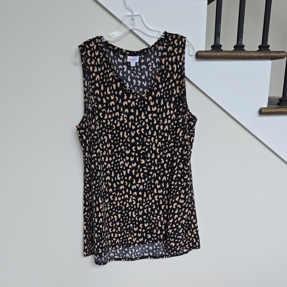 LuLaRoe Black and Tan Animal Print Tank Top